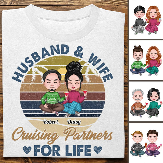 Couple - Husband And Wife Cruising Partners For Life - Personalized Unisex T - shirt - Makezbright Gifts