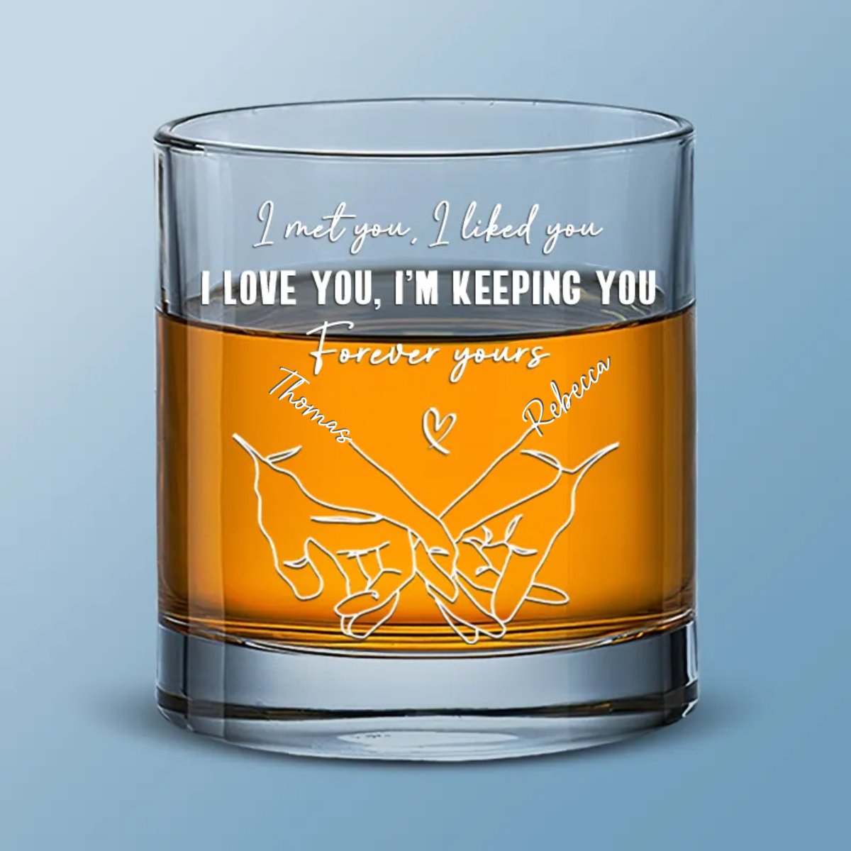 Couple - I Met You, I Liked You, I Loved You, I'm Keeping You - Personalized Engraved Whiskey Glass (QH) - Makezbright Gifts