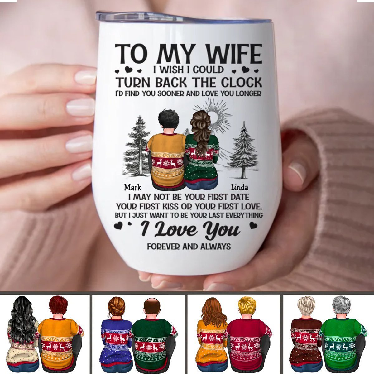 Couple - I Wish I Could Turn Back The Clock - Personalized Wine Tumbler - Makezbright Gifts