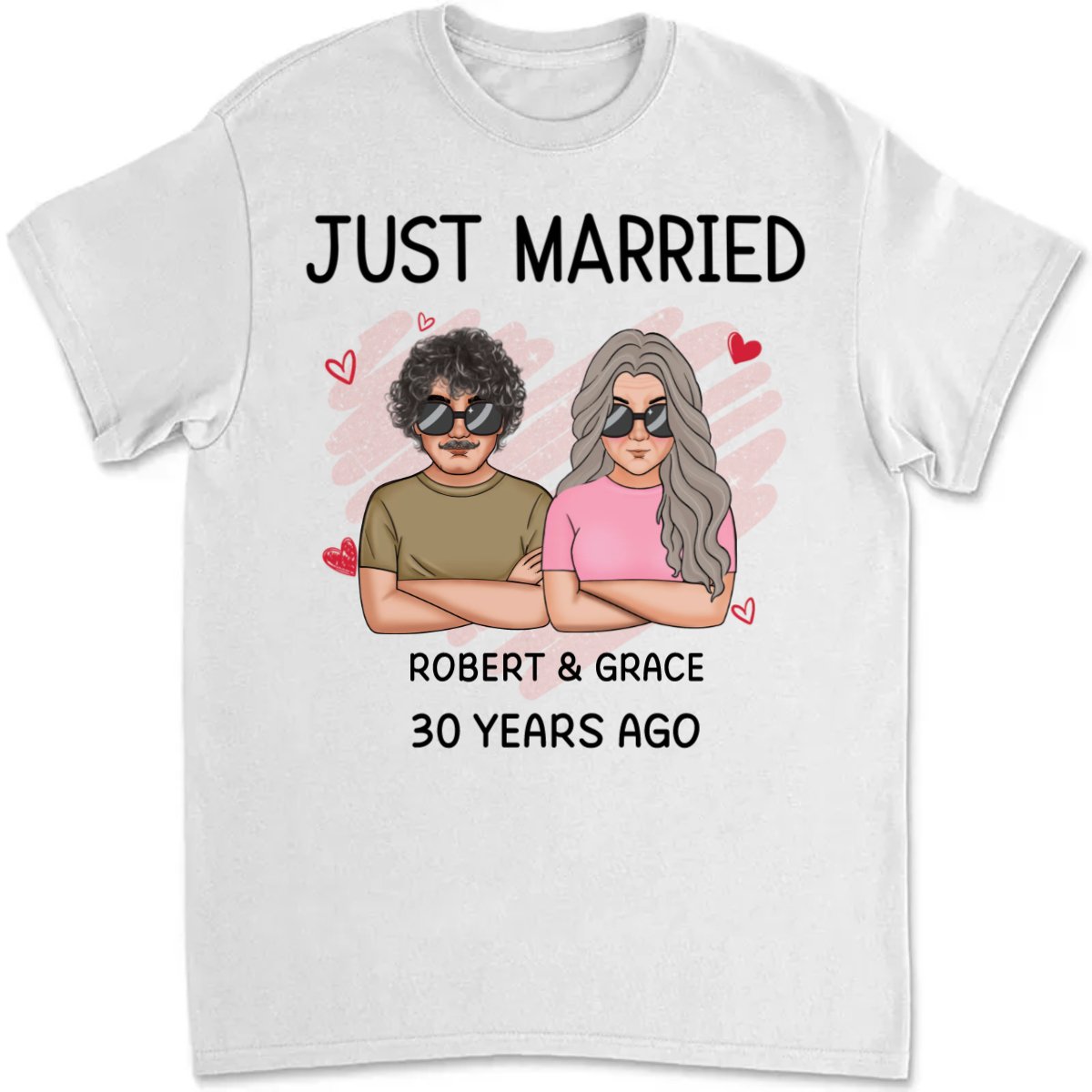 Couple - Just Married - Personalized T - Shirt (TB) - Makezbright Gifts