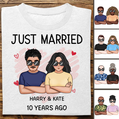 Couple - Just Married - Personalized T - Shirt (TB) - Makezbright Gifts