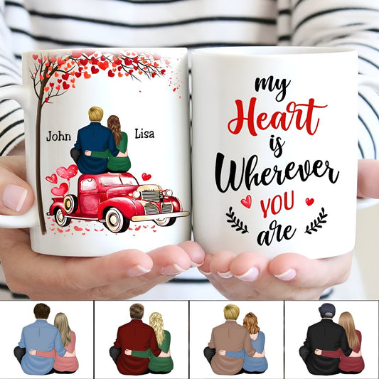 Couple - My Heart Is Wherever You Are - Personalized Mug - Makezbright Gifts