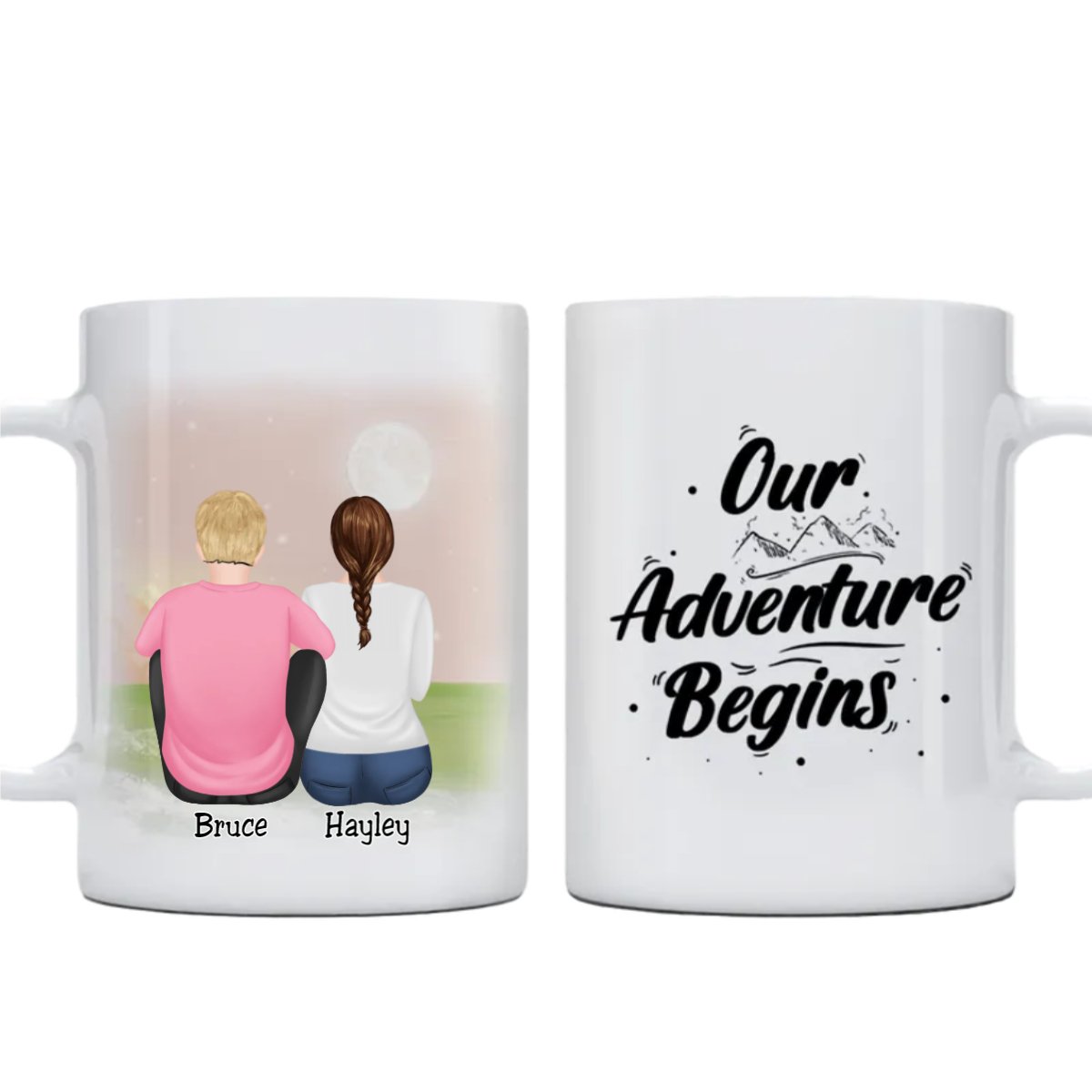 Couple - Our Adventure Begins - Personalized Married Mug (VER 2) - Makezbright Gifts