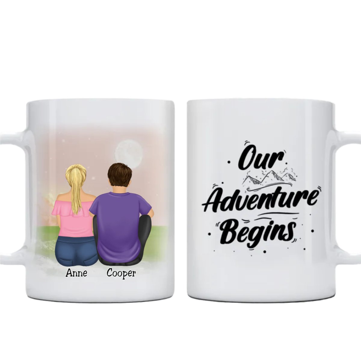 Couple - Our Adventure Begins - Personalized Married Mug (VER 2) - Makezbright Gifts