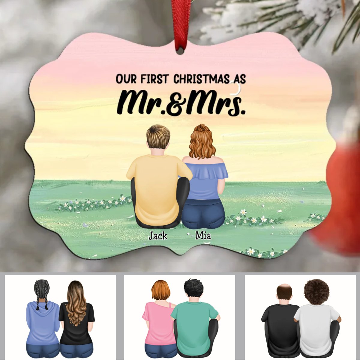 Couple - Our First Christmas As Mr.&Mrs - Personalized Married Acrylic Ornament - Makezbright Gifts