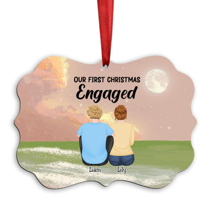 Couple - Our First Christmas Engaged - Personalized Married Acrylic Ornament (Ver2) - Makezbright Gifts