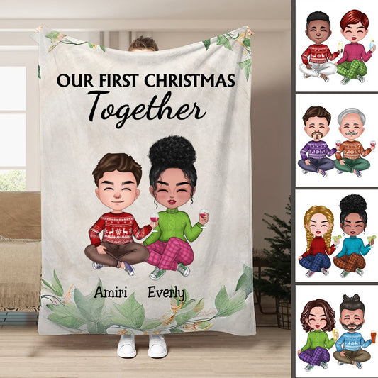 Couple - Our First Christmas Together - Personalized Blanket - Makezbright Gifts