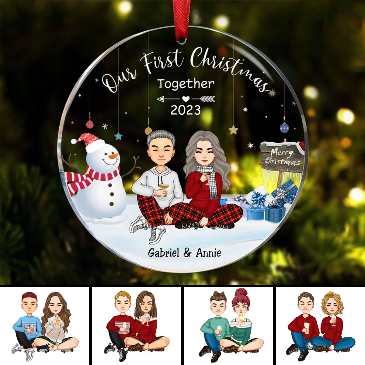 Couple - Our First Christmas Together - Personalized Transparent Ornament (AA) - Makezbright Gifts