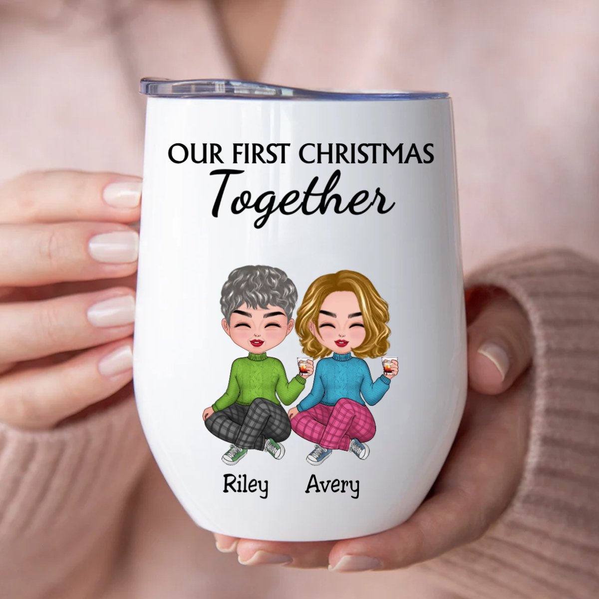 Couple - Our First Christmas Together - Personalized Wine Tumbler - Makezbright Gifts