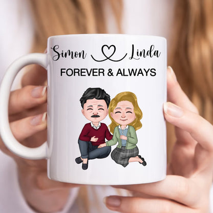 Couple Sitting Forever And Always - Personalized Mug - Makezbright Gifts