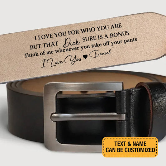 Couple - That Thing Sure Is A Bonus - Personalized Engraved Leather Belt - Makezbright Gifts