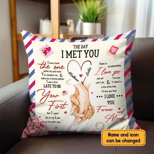 Couple - The Day I Met You - Personalized Pillow - Makezbright Gifts