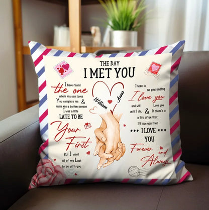 Couple - The Day I Met You - Personalized Pillow - Makezbright Gifts