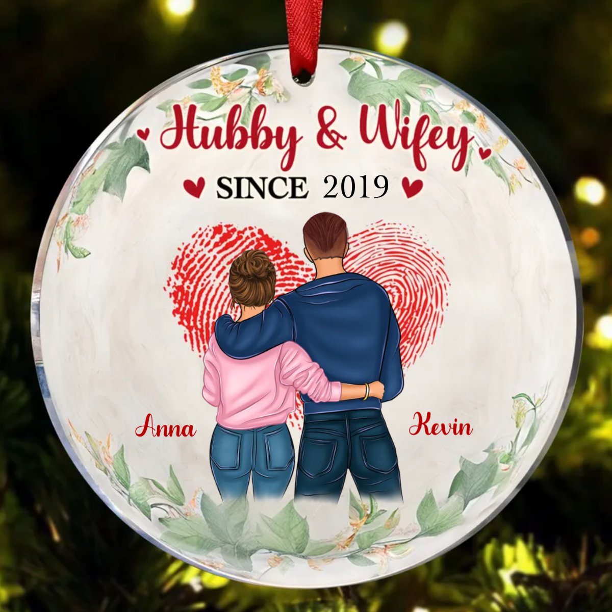 Couple - Together Since Husband And Wife - Personalized Circle Ornament - Makezbright Gifts