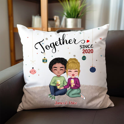 Couple - Together Since New Version - Personalized Pillow - Christmas Gift Anniversary Gift For Couples, Husband, Wife (QA) - Makezbright Gifts