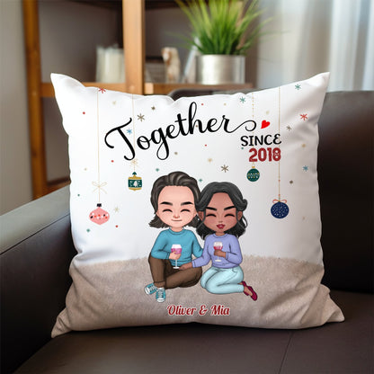 Couple - Together Since New Version - Personalized Pillow - Christmas Gift Anniversary Gift For Couples, Husband, Wife (QA) - Makezbright Gifts