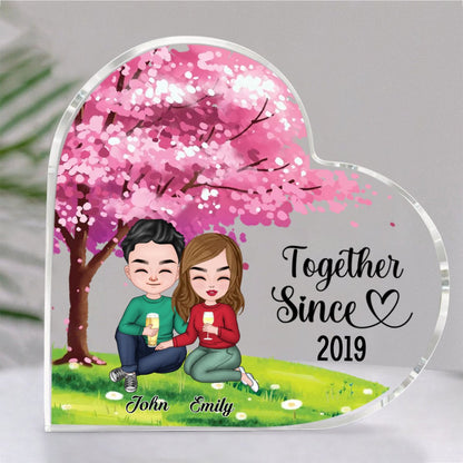 Couple - Together Since - Personalized Heart Acrylic Plaque - Makezbright Gifts