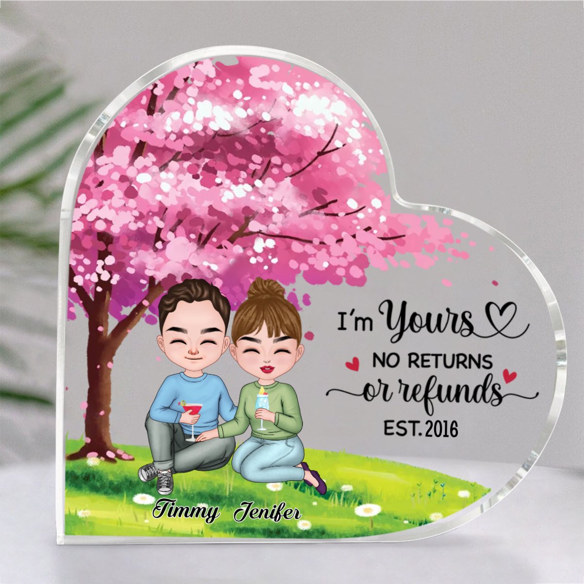 Couple - Together Since - Personalized Heart Acrylic Plaque - Makezbright Gifts