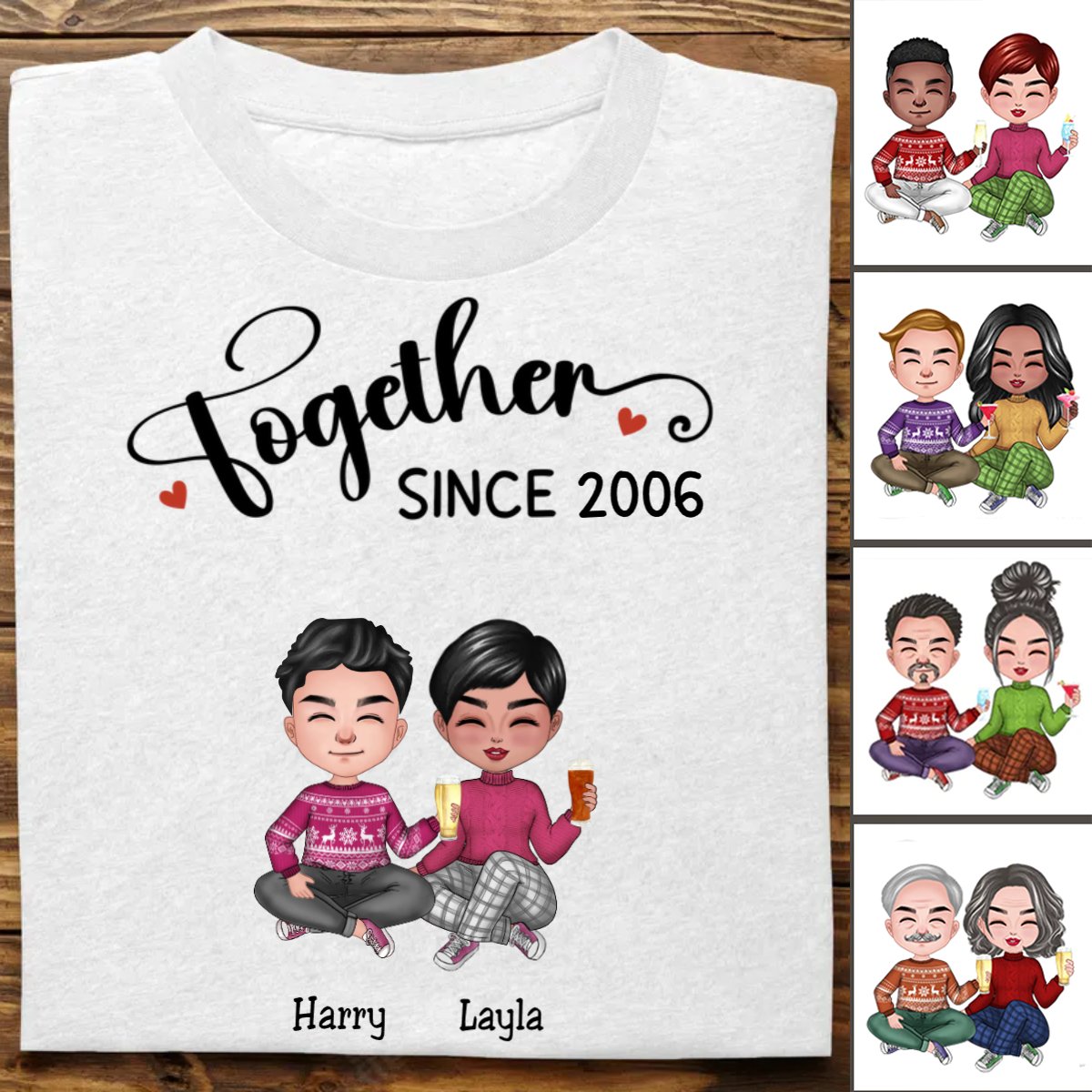 Couple - Together Since - Personalized T - Shirt - Makezbright Gifts