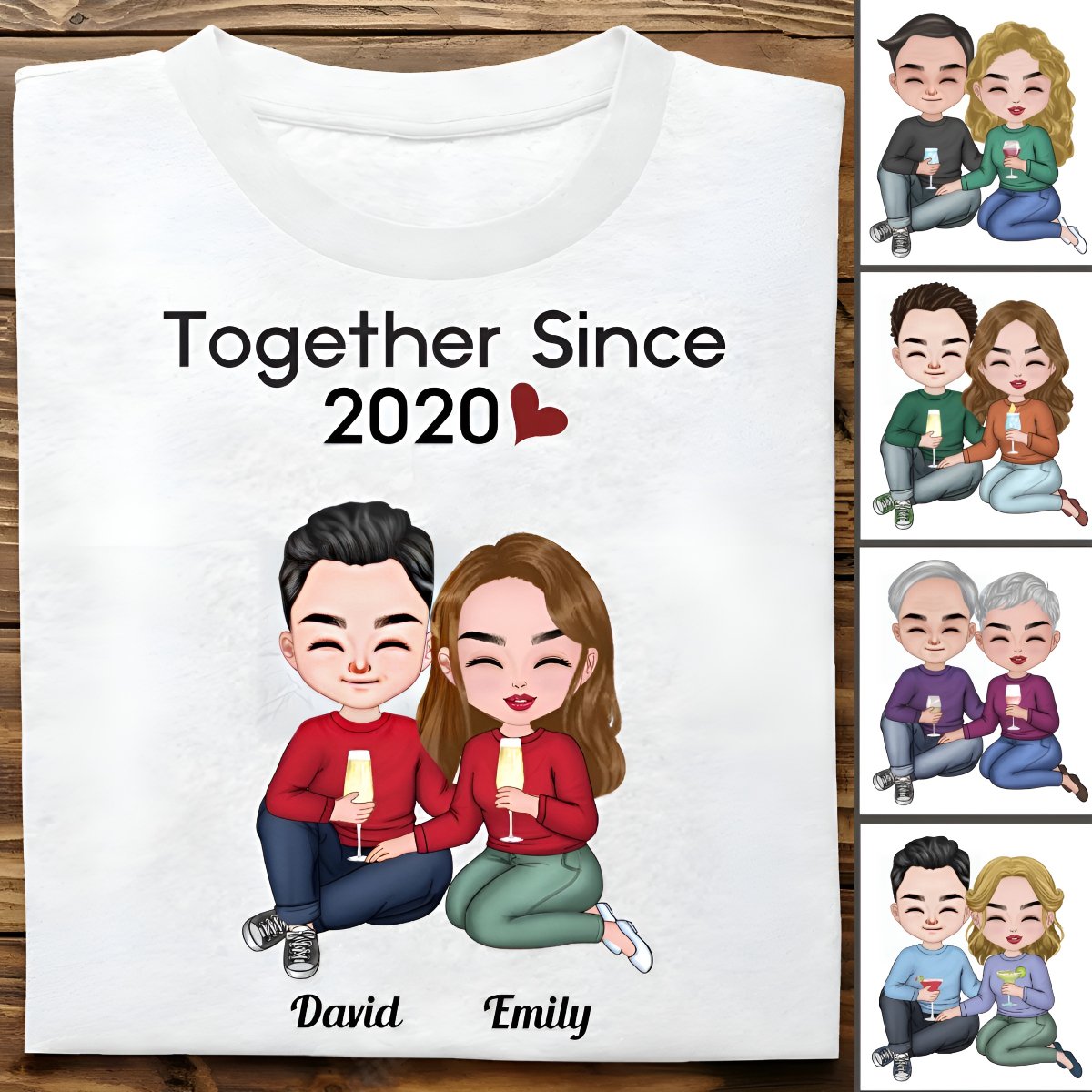 Couple - Together Since - Personalized Unisex T - shirt - Makezbright Gifts