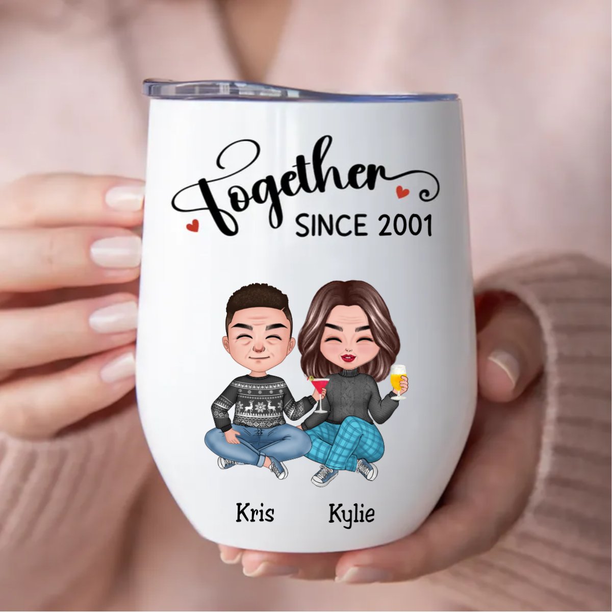 Couple - Together Since - Personalized Wine Tumbler - Makezbright Gifts