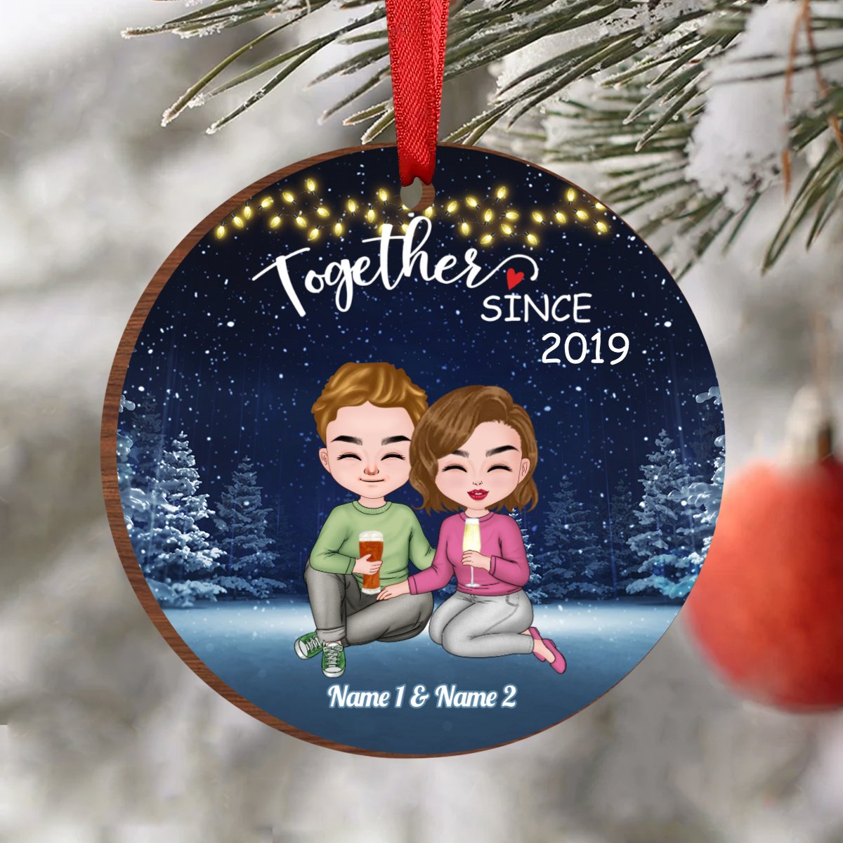 Couple - We Are Together - Personalized Circle Ornament - Christmas Gift For Couple, Spouse, Lover, Husband, Wife, Boyfriend, Girlfriend - Makezbright Gifts