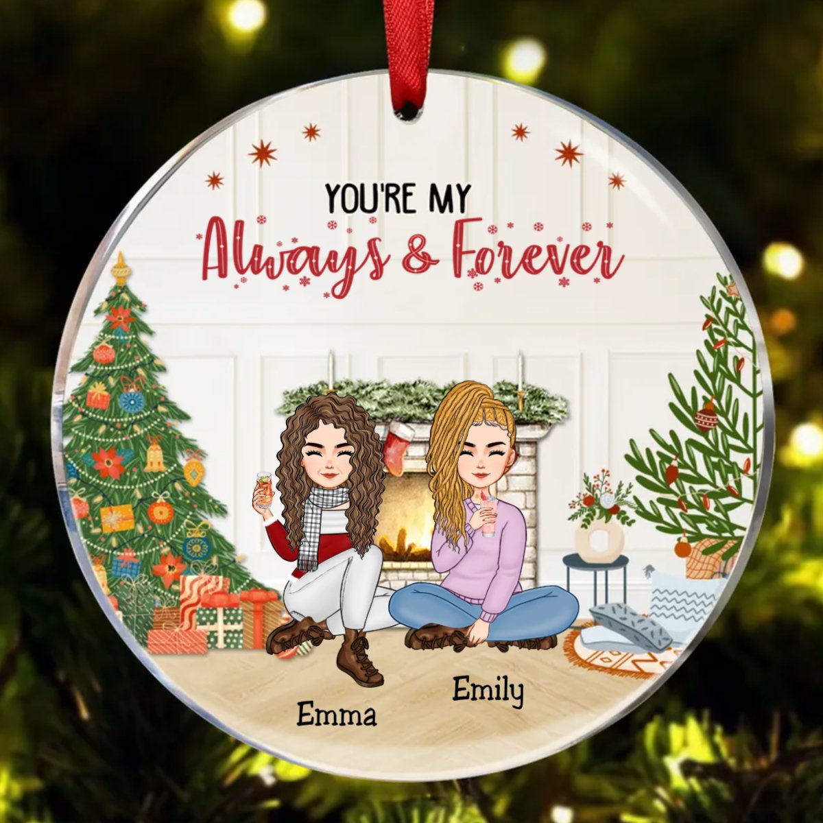 Couple - You're My Always & Forever - Personalized Acrylic Circle Ornament - Makezbright Gifts