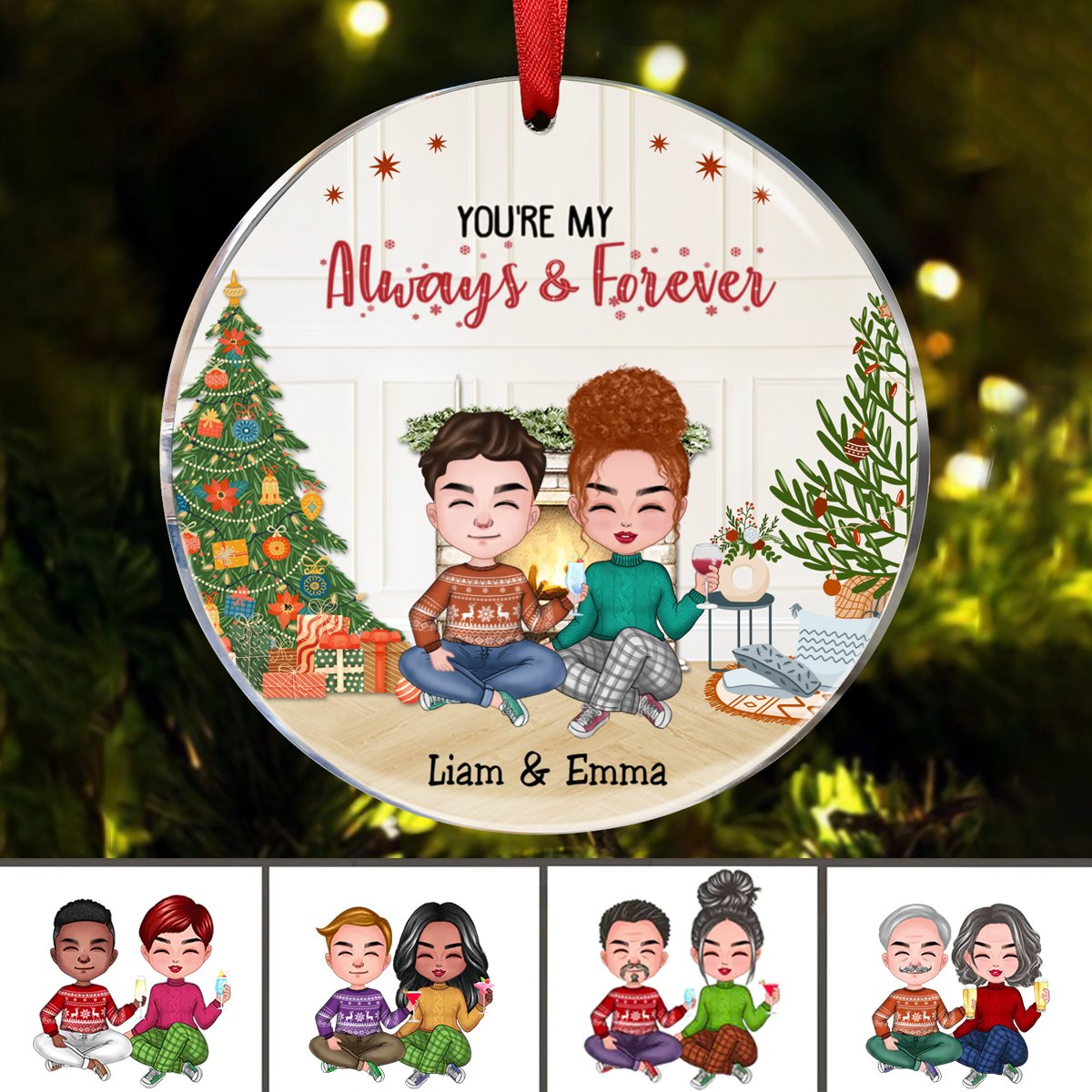 Couple - You're My Always & Forever - Personalized Acrylic Circle Ornament (NM) - Makezbright Gifts