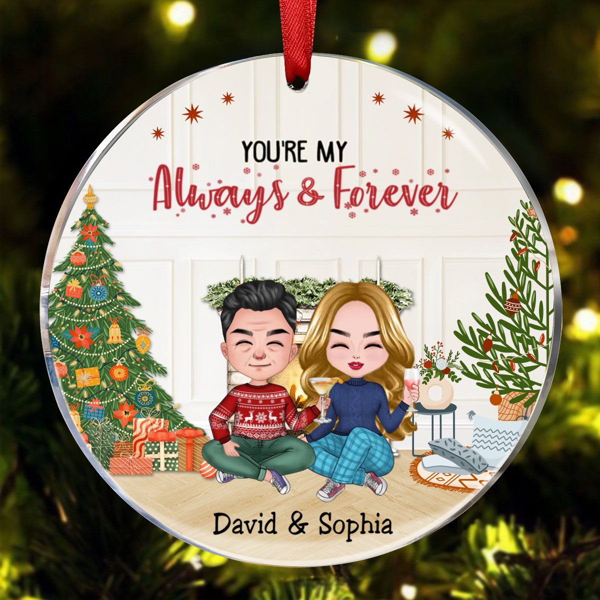 Couple - You're My Always & Forever - Personalized Acrylic Circle Ornament (NM) - Makezbright Gifts