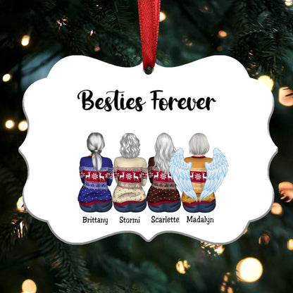 Custom Name Sisters Memorial Gift - Besties Forever - Personalized Acrylic Ornament (White) - Makezbright Gifts