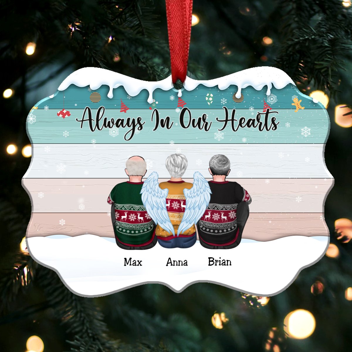 Custom Ornament - Always In Our Hearts - Personalized Christmas Ornament (S1L) - Makezbright Gifts