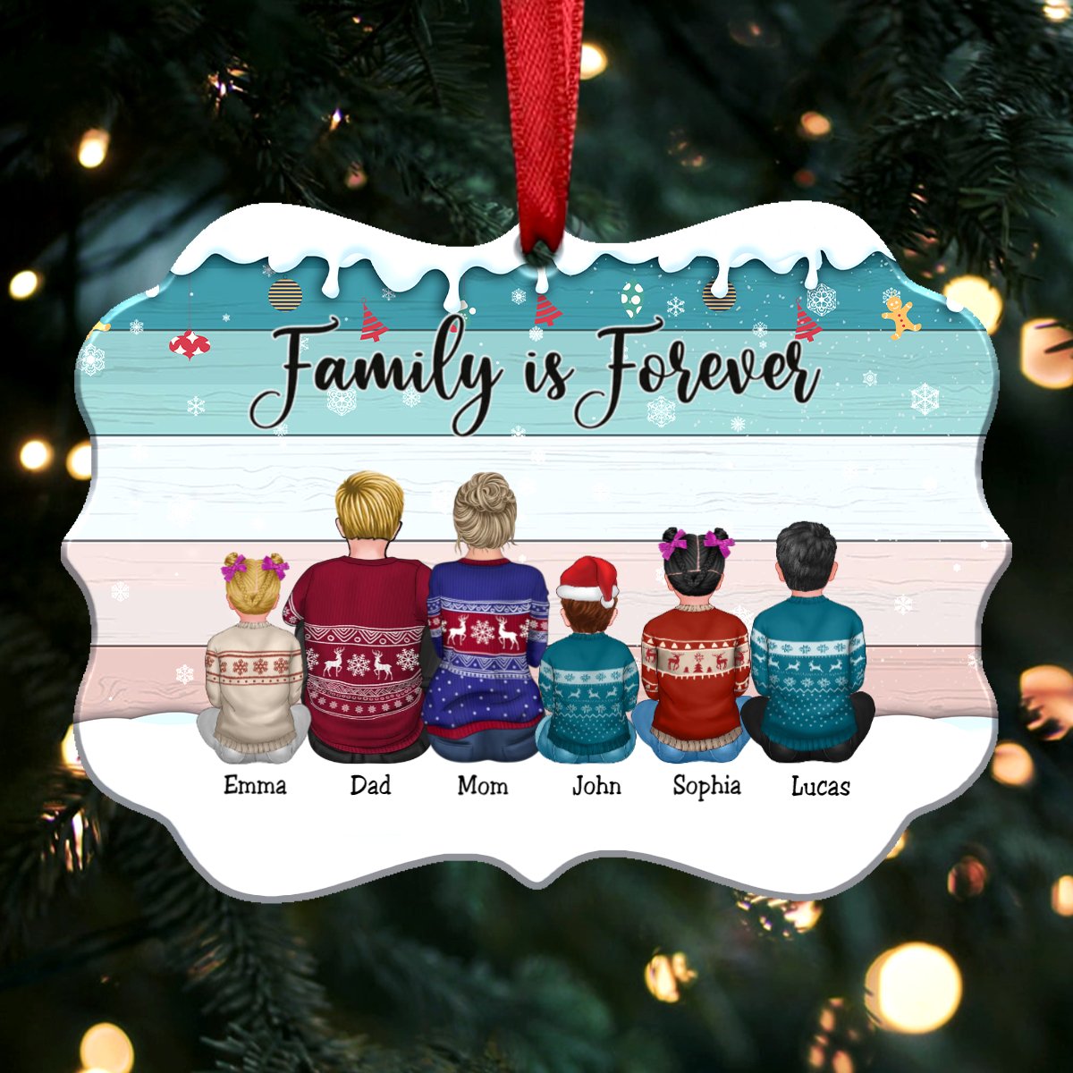 Custom Ornament - Family Is Forever - Personalized Christmas Ornament (S1L) - Makezbright Gifts