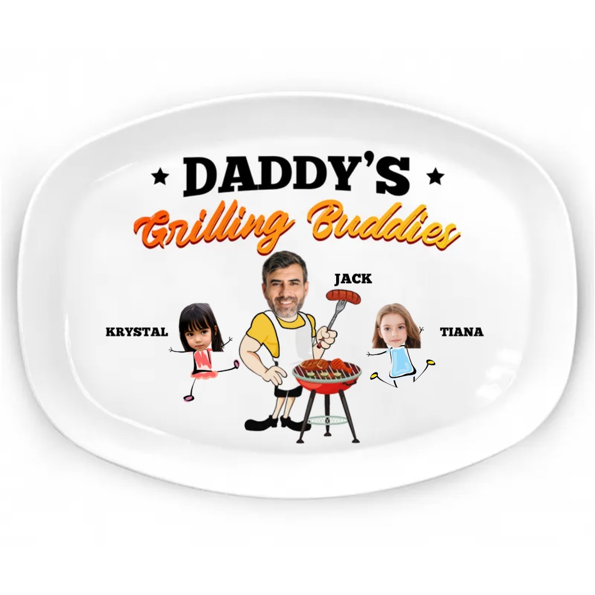 Custom Photo Daddy's Grilling Buddies - Personalized Plate - Makezbright Gifts