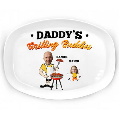 Custom Photo Daddy's Grilling Buddies - Personalized Plate - Makezbright Gifts