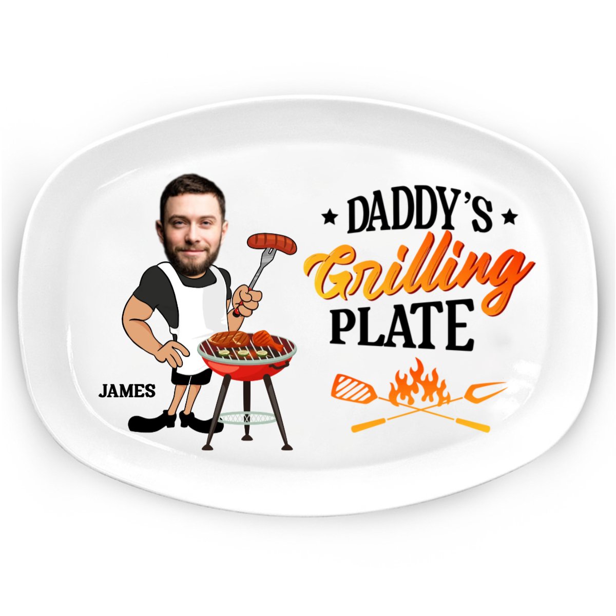 Custom Photo Daddy's Grilling Plate - Personalized Plate - Makezbright Gifts