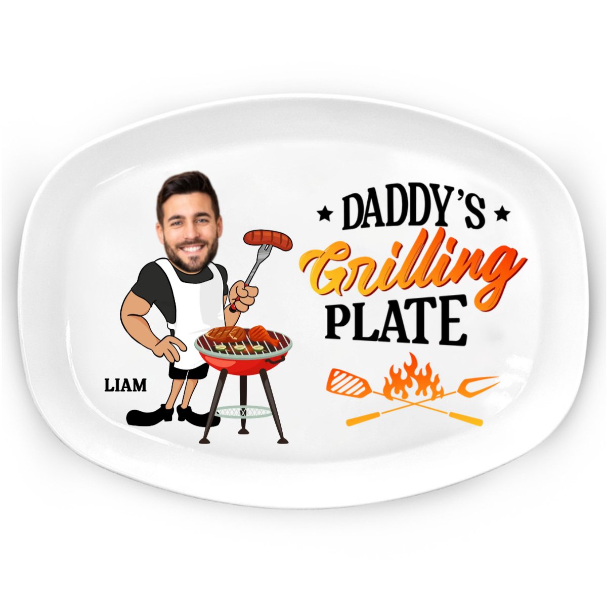 Custom Photo Daddy's Grilling Plate - Personalized Plate - Makezbright Gifts