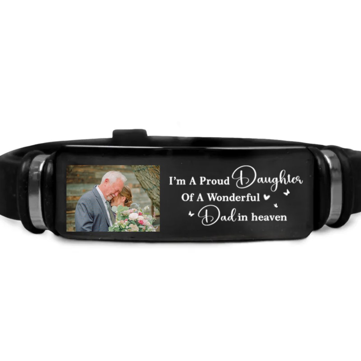 Custom Photo I'm A Proud Daughter - Personalized Engraved Bracelet - Makezbright Gifts