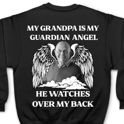 Custom Photo My Dad Is My Guardian Angel Memorial - Personalized T Shirt - Makezbright Gifts