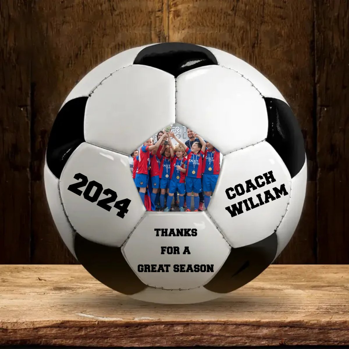 Custom Photo Thanks For A Great Season - Personalized Soccer Ball - Makezbright Gifts