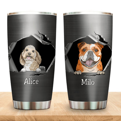 Customized Stainless Steel Dog Name Tumbler - 20oz Personalized Cup - Makezbright Gifts