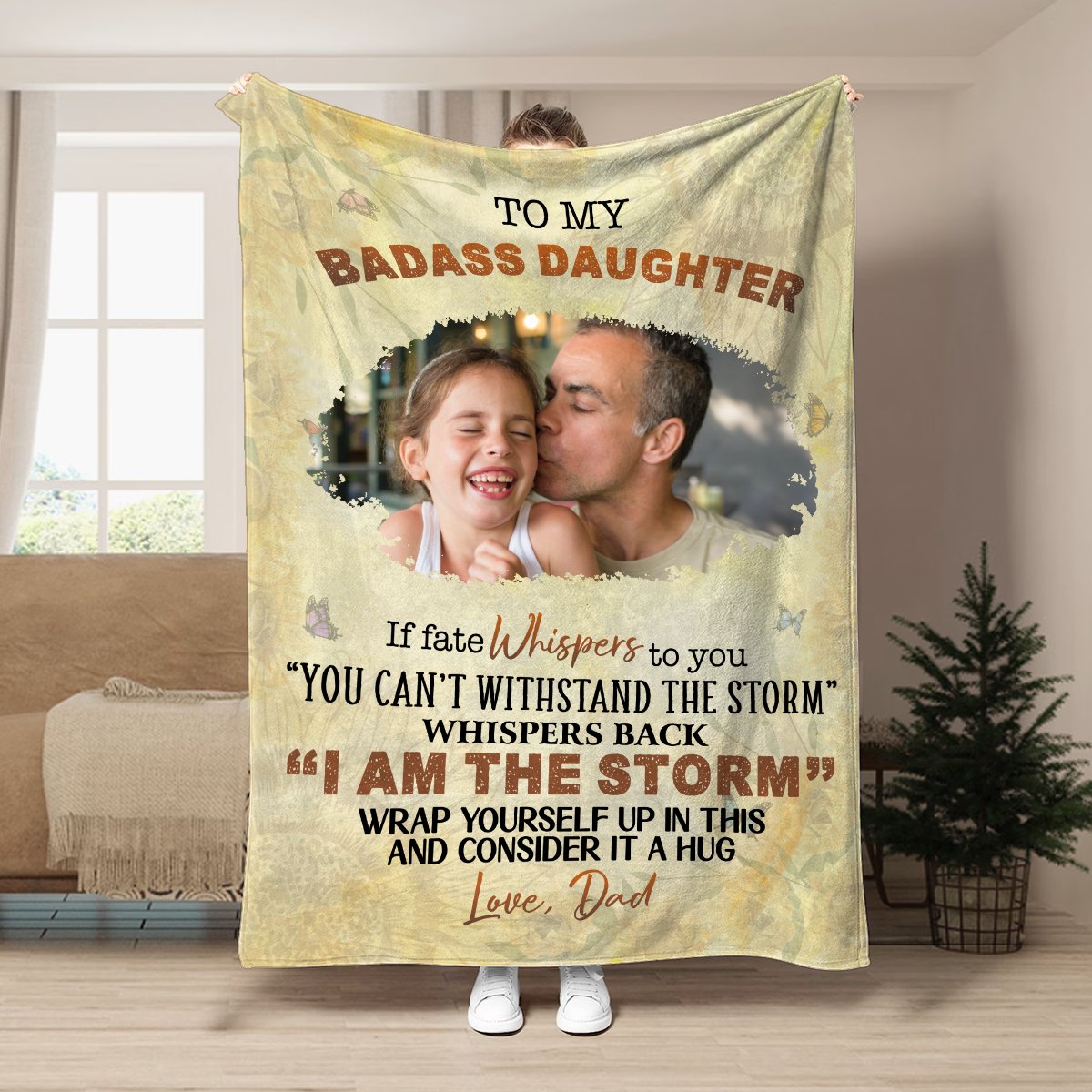 Daughter - To My Badass Daughter From Dad - Personalized Blanket - Makezbright Gifts