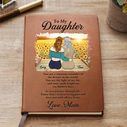 Daughter - You Are The Light Of My Life - Personalized Leather Journal - Makezbright Gifts