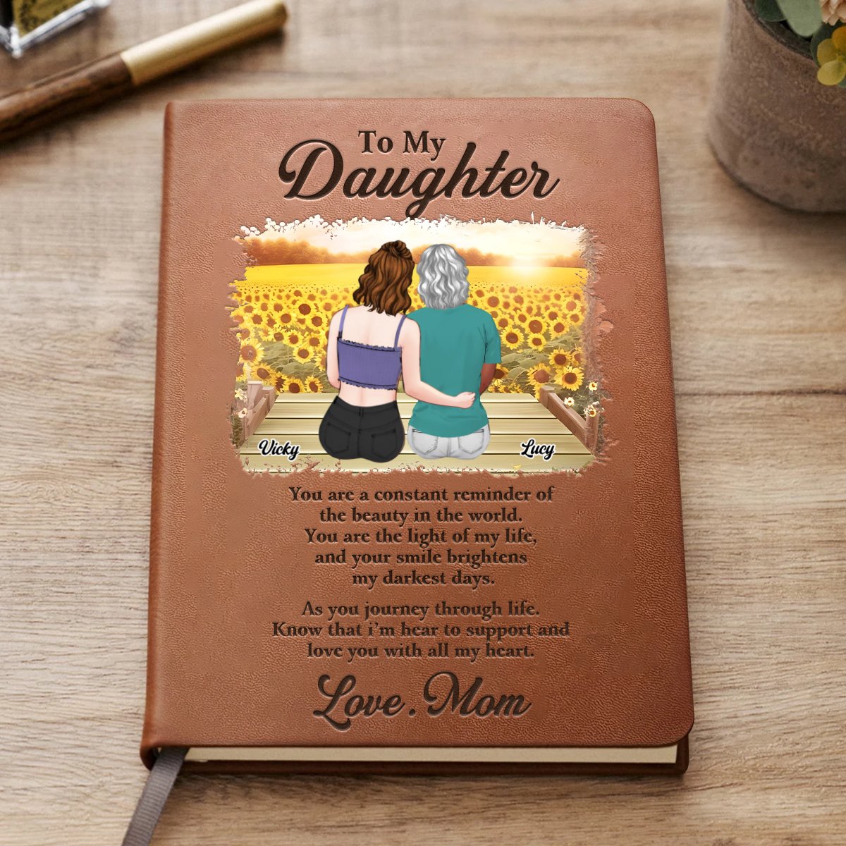 Daughter - You Are The Light Of My Life - Personalized Leather Journal - Makezbright Gifts