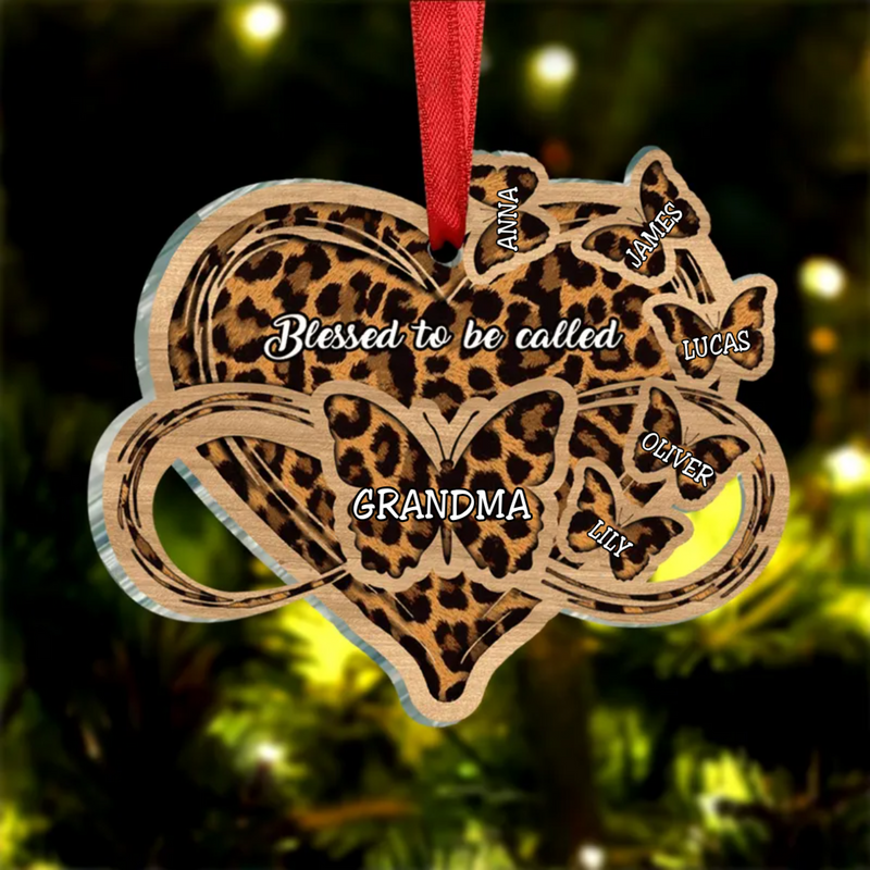 Family -Blessed To Be Called Grandma Nana Mom Butterfly - Personalized Acrylic Ornament