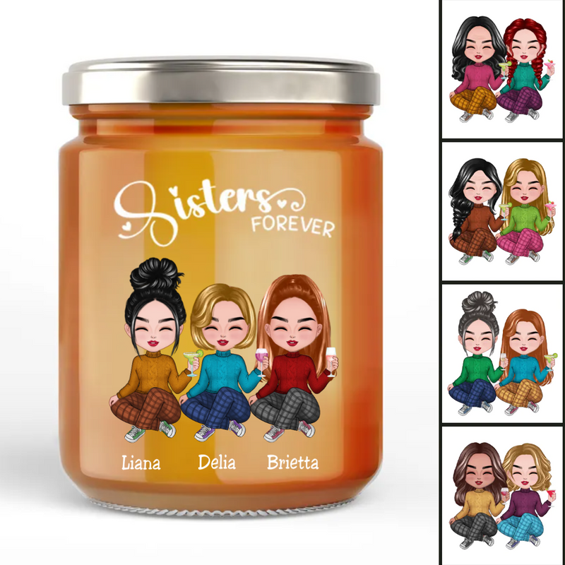 Sisters - Sisters Forever - Personalize Mason Jar (White)