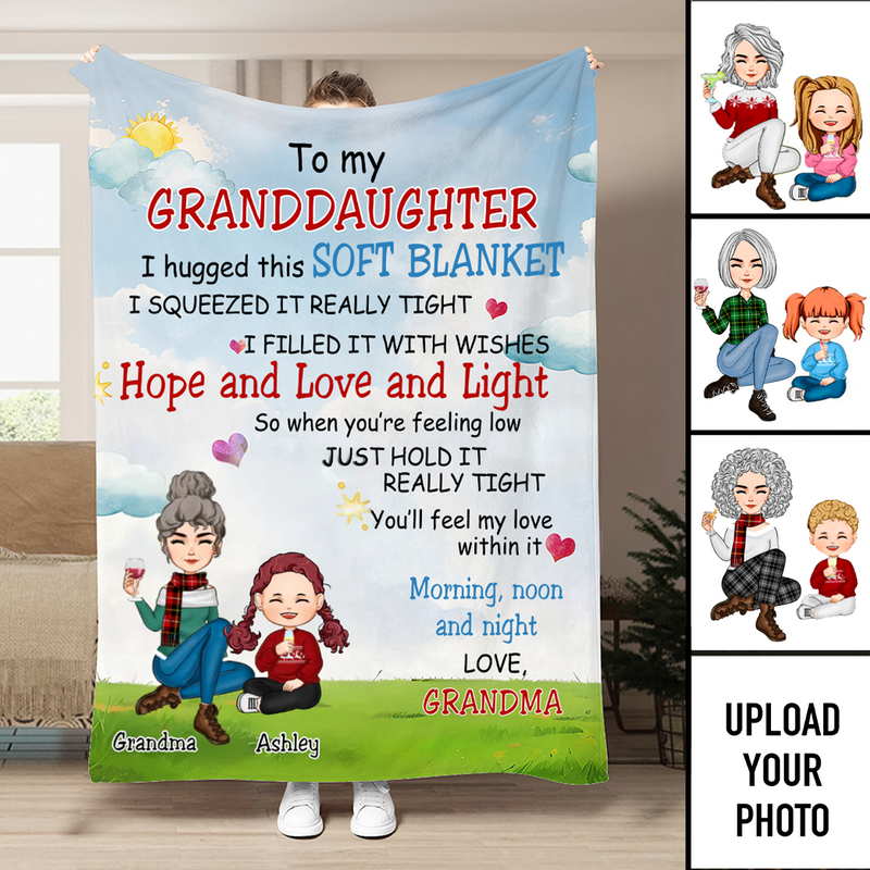 Family -  Grandma & Grandkid Hope And Love And Light - Personalized Blanket (QH)
