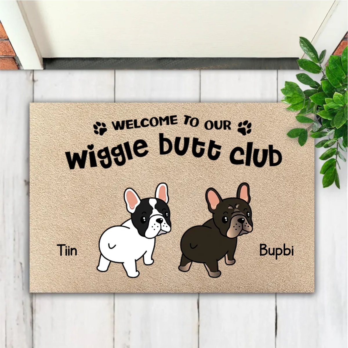 Dog Lover - Frenchie Wiggle Butt Club Dog - Personalized Doormat - Makezbright Gifts