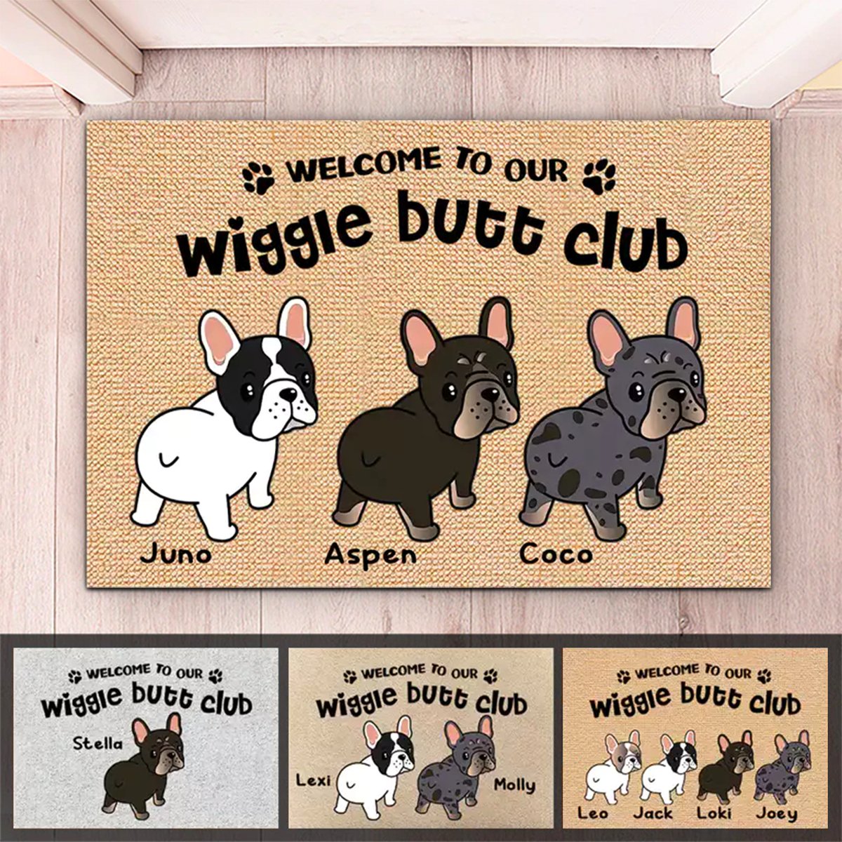 Dog Lover - Frenchie Wiggle Butt Club Dog - Personalized Doormat - Makezbright Gifts