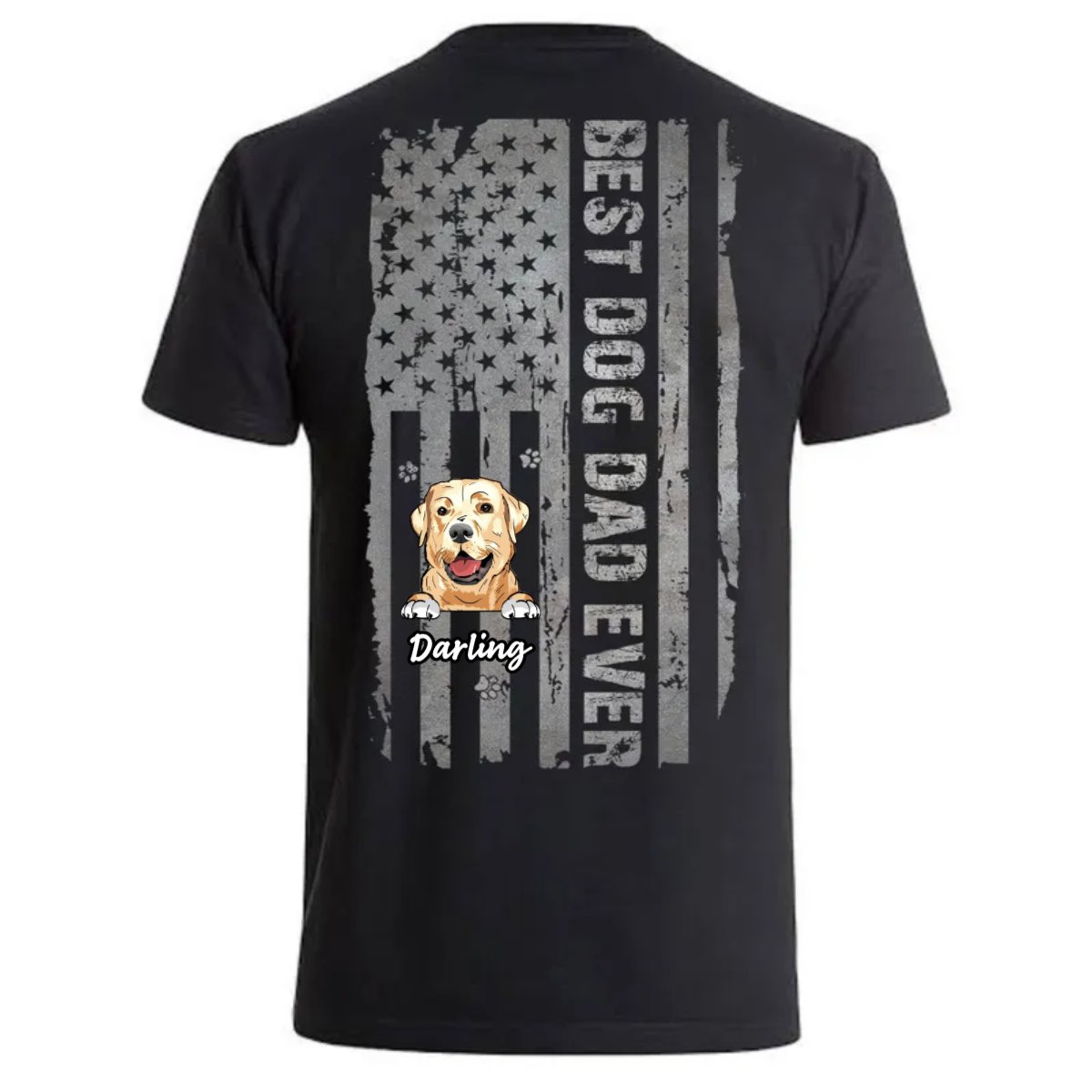 Dog Lovers - Best Dog Dad Ever American Flag - Personalized Black Unisex T - shirt - Makezbright Gifts