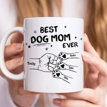 Dog Lovers - Best Dog Dad Ever Hand Punch - Personalized Mug - Makezbright Gifts